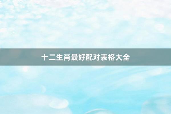 十二生肖最好配对表格大全